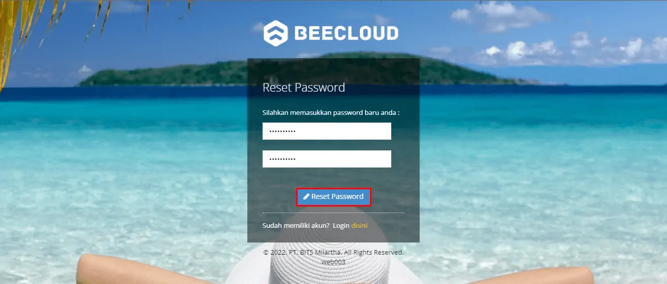 Klik Reset Password