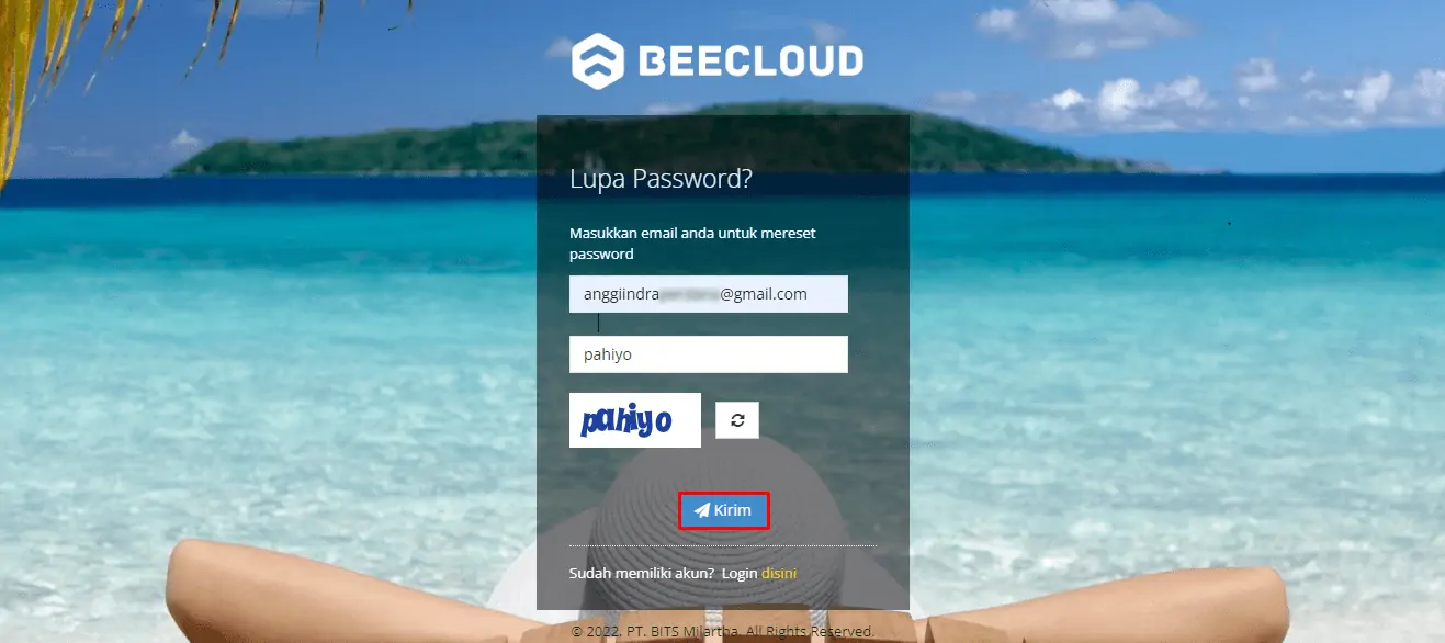 Masukkan Email Dan Kode Captcha