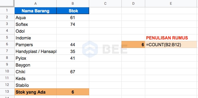 Rumus Count Di Google Sheet