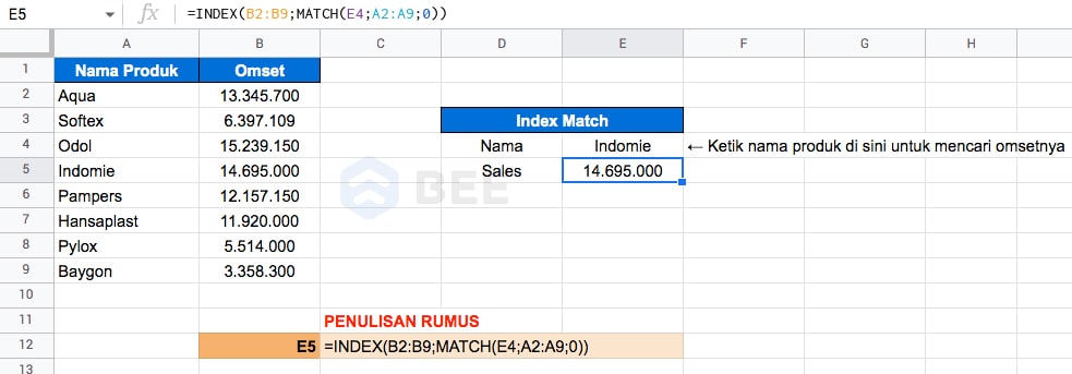 Fungsi Index Match