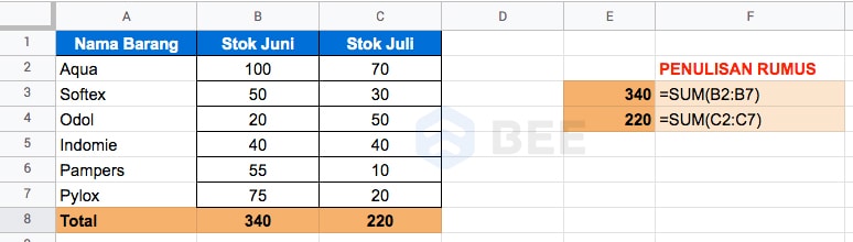 Rumus Sum Di Excel