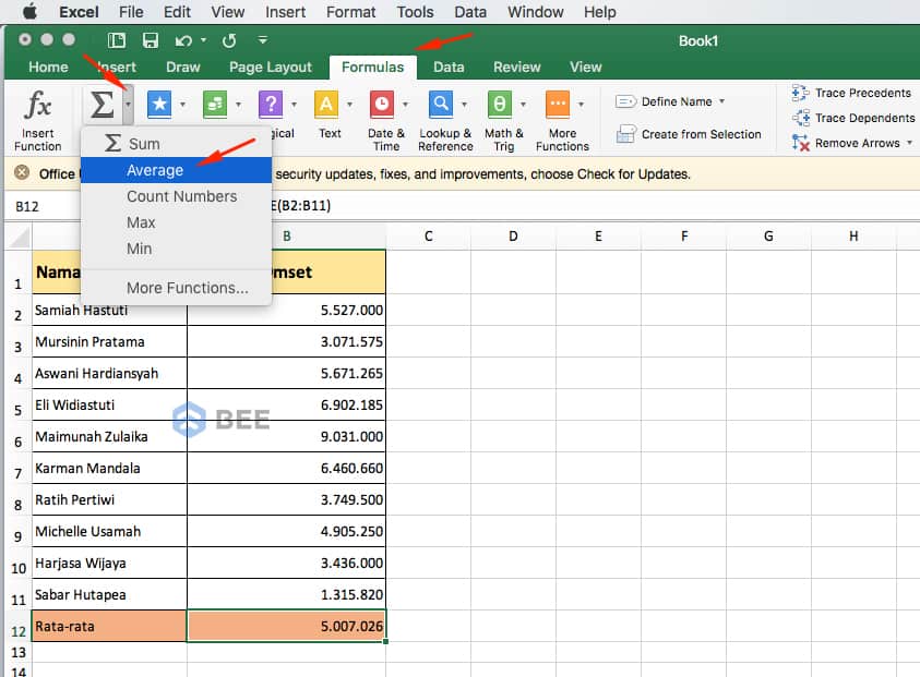 Cara Hitung Rata Rata Di Excel