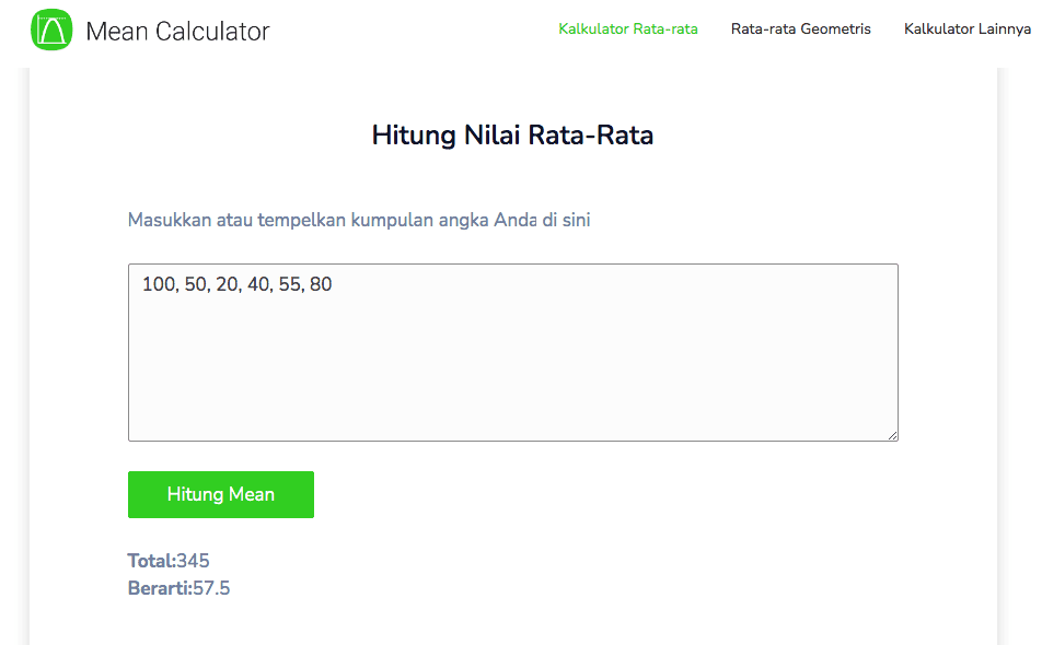 Cara Menghitung Rata-rata - Kalkulator Online Mean Calculator