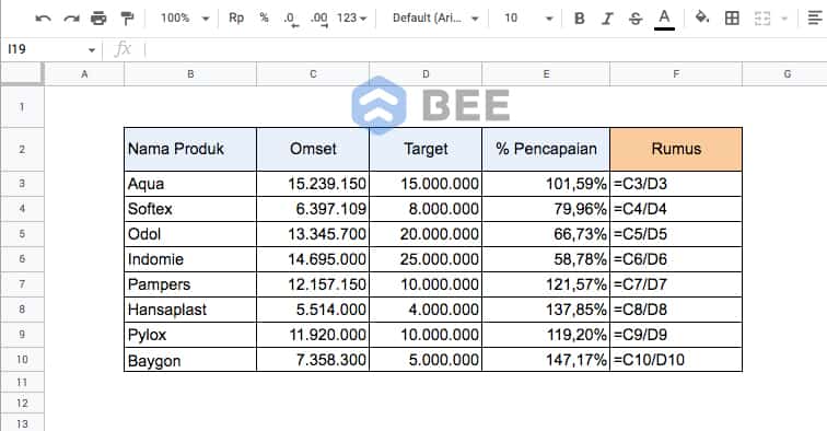 Rumus Hitung Persentase Di Excel