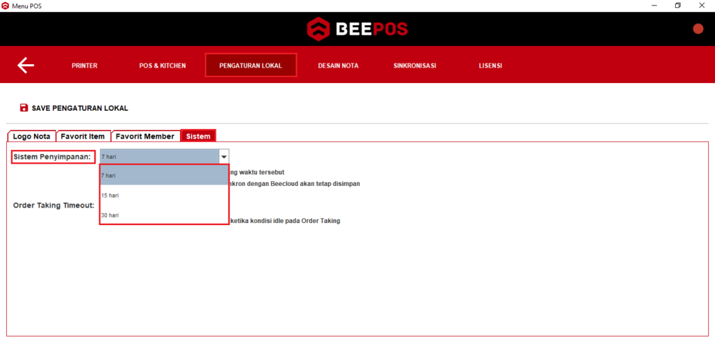 Setting Sistem Penyimpanan Beepos Resto