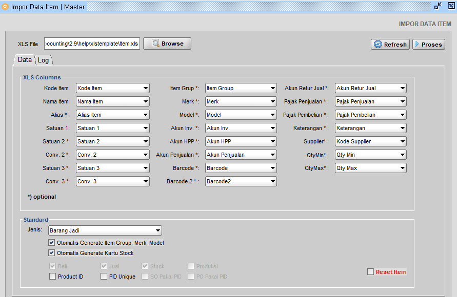 Penggunaan Reset Item di Beeaccounting