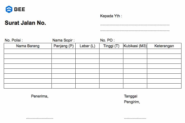 Template Pengiriman Untuk Kontraktor Proyek