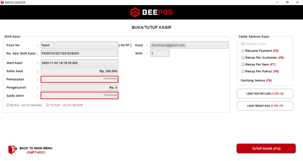 Cara Menampilkan Total Pemasukan Dan Saldo Akhir Pada BeePos Desktop