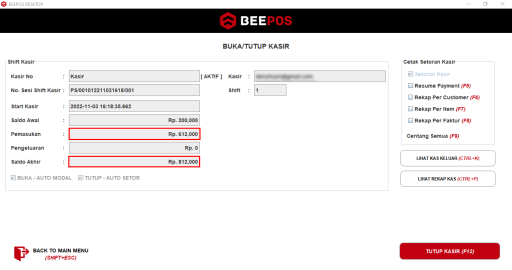 Cara Menampilkan Total Pemasukan Dan Saldo Akhir Pada BeePos Desktop