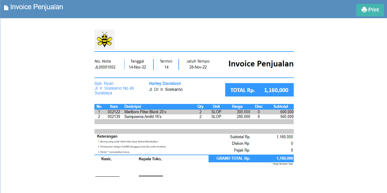 Invoice Default Beecloud
