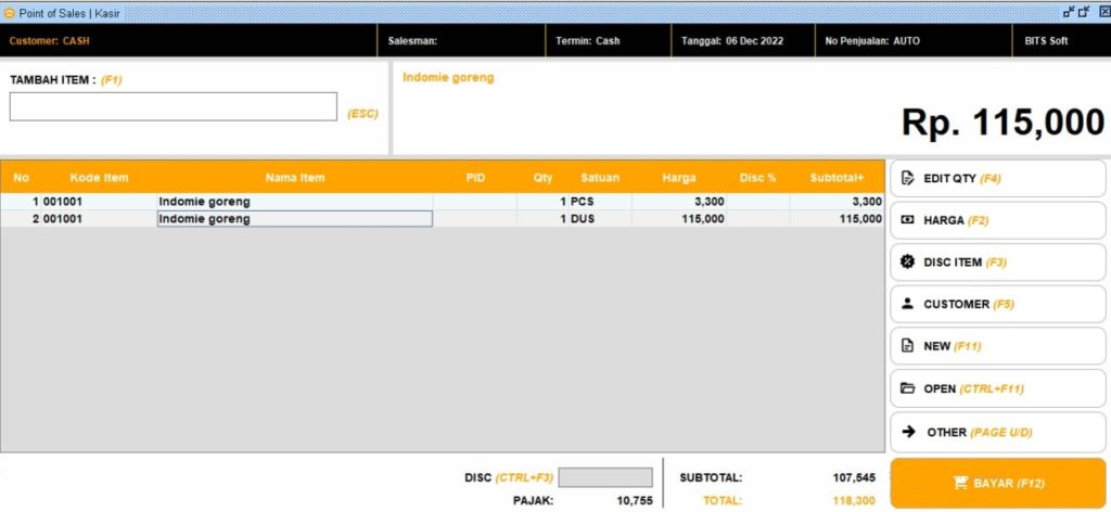 Pengaturan Qty Item Tergabung dan Terpisah Pada POS Beeaccounting (Merger QTY POS)