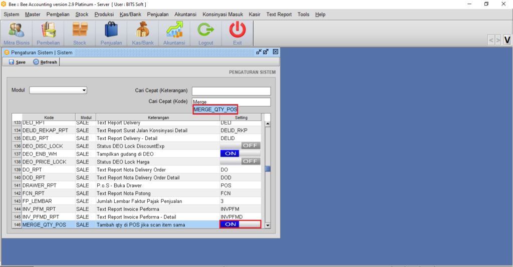 Pengaturan Qty Item Tergabung dan Terpisah Pada POS Beeaccounting (Merger QTY POS)