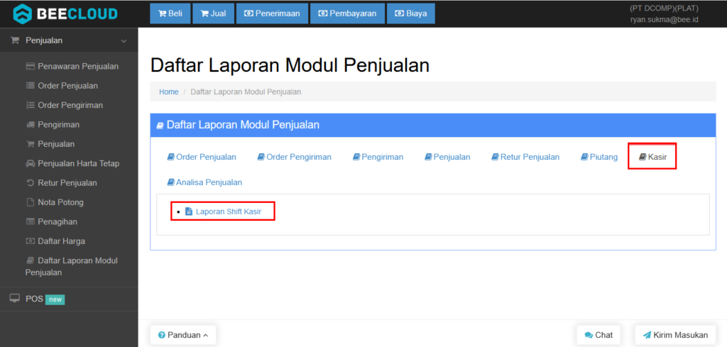 Cara Melihat Laporan Shift Kasir Pada Beepos