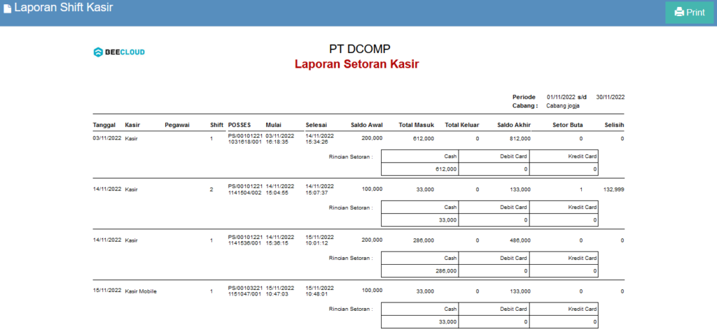 Cara Melihat Laporan Shift Kasir Pada Beepos