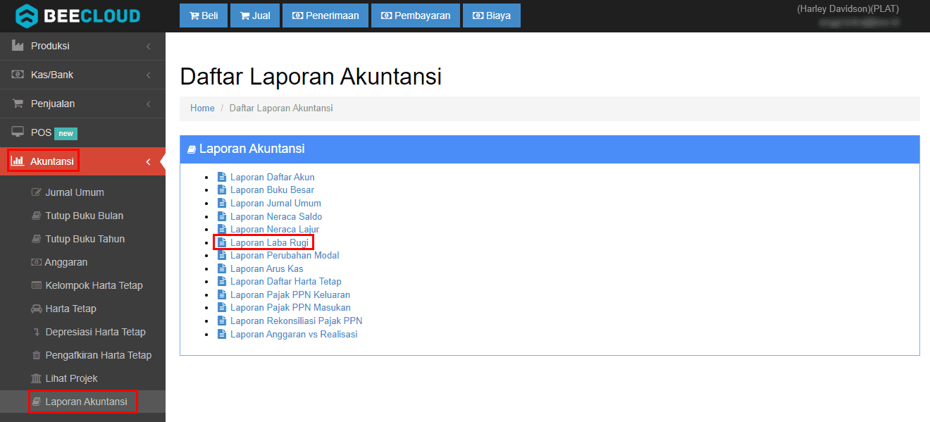 Akses Laporan Laba Rugi