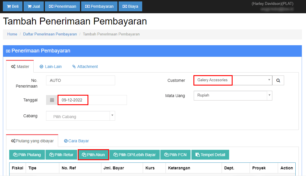 Atur Supplier Dan Tanggal Transaksi