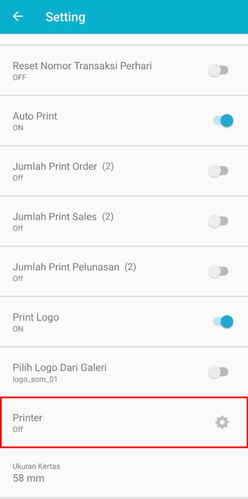 Pengaturan Printer Sales Order Mobile