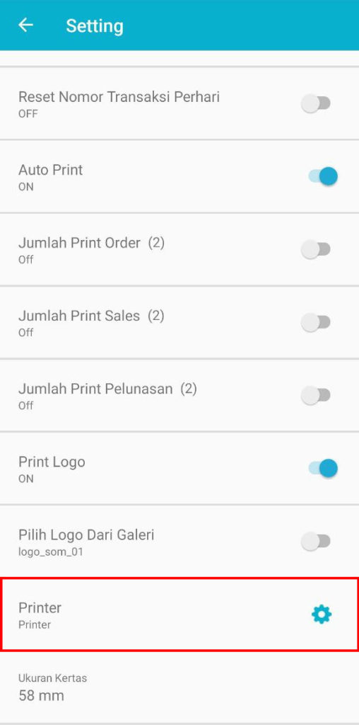 Pengaturan Printer Sales Order Mobile