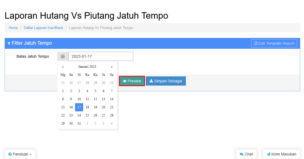 Laporan Hutang Jatuh Tempo vs Piutang Jatuh Tempo Beecloud