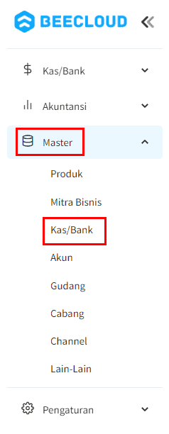 Akses Menu Master Kas Dan bank