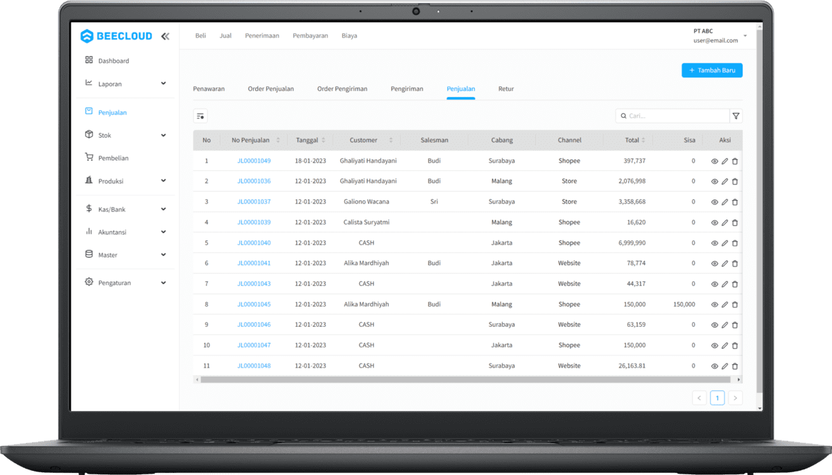 Beecloud 3.0 Laptop Penjualan