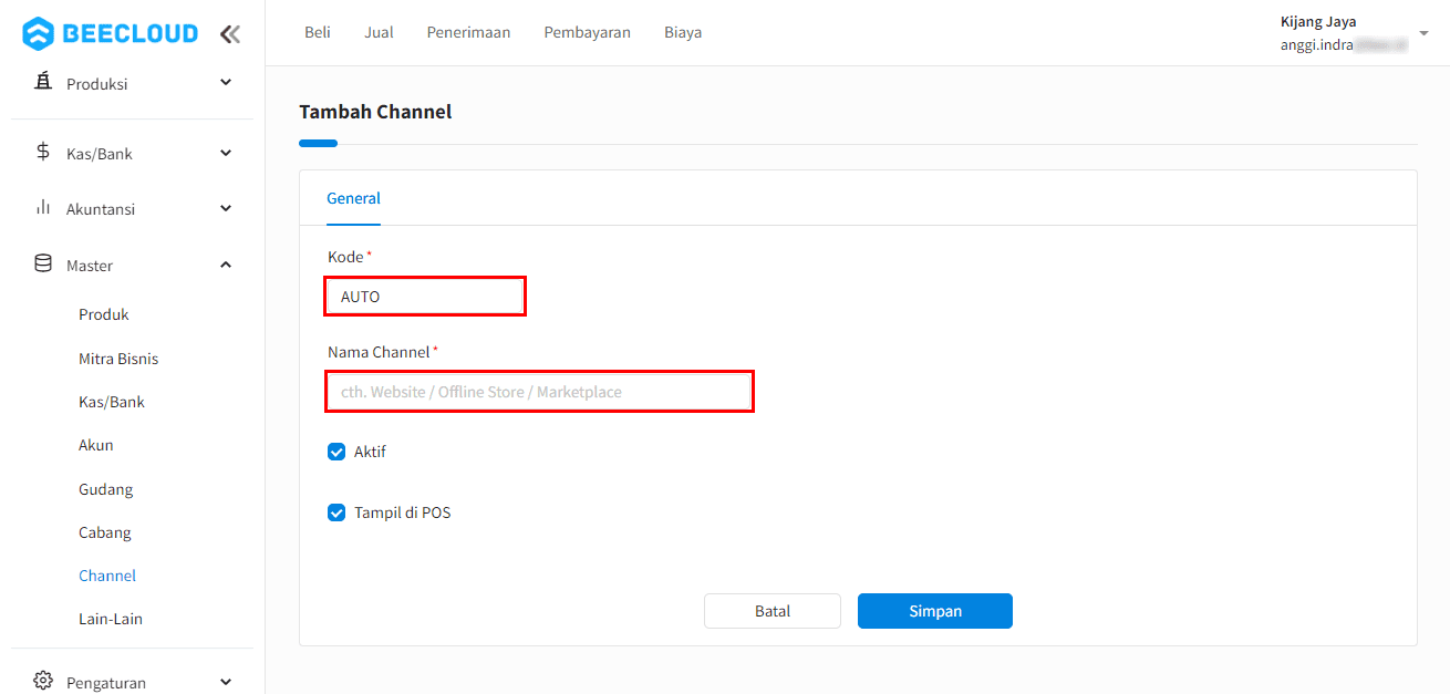 Isikan Detail Nama Channel