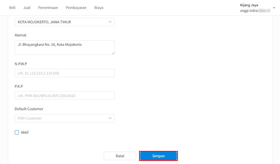 Klik Simpan Data
