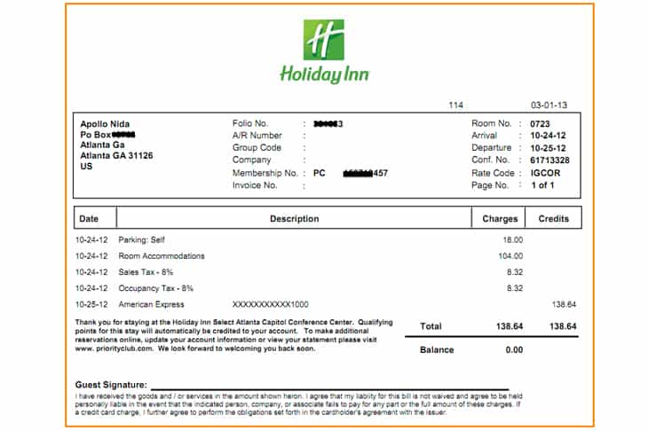 Hotel Invoice Sample Web