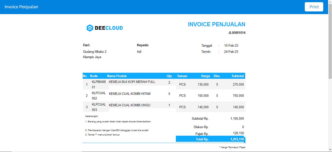Cara Membuat Invoice Penjualan Beecloud 3.0