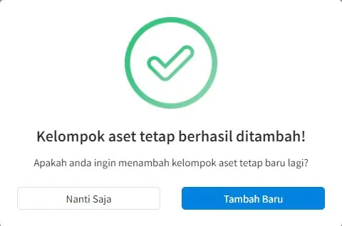 Kelompok Aset Tetap Berhasil Disimpan