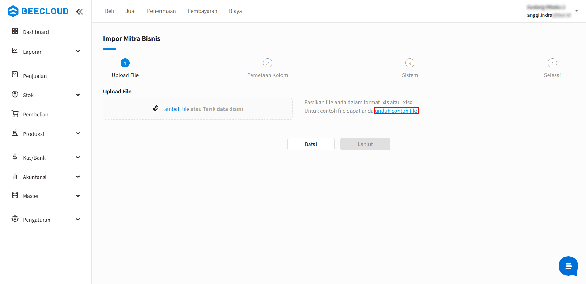 Pilih Unduh Contoh File