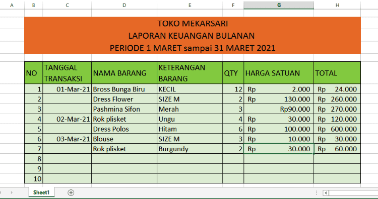 Laporan Keuangan Dengan Excel