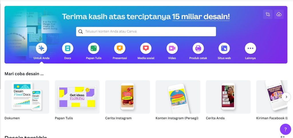 Tampilan Website Canva