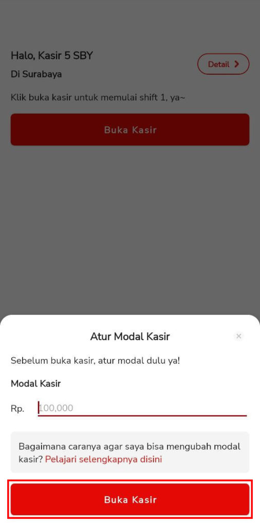 Buka Kasir & Setting Modal Kasir (Resto) Beepos Mobile 2.0