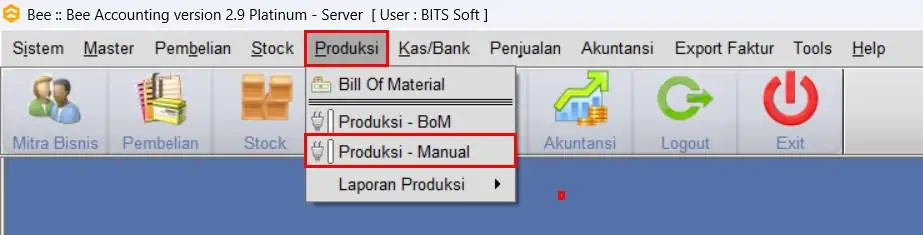 Akses Menu Produksi Manual