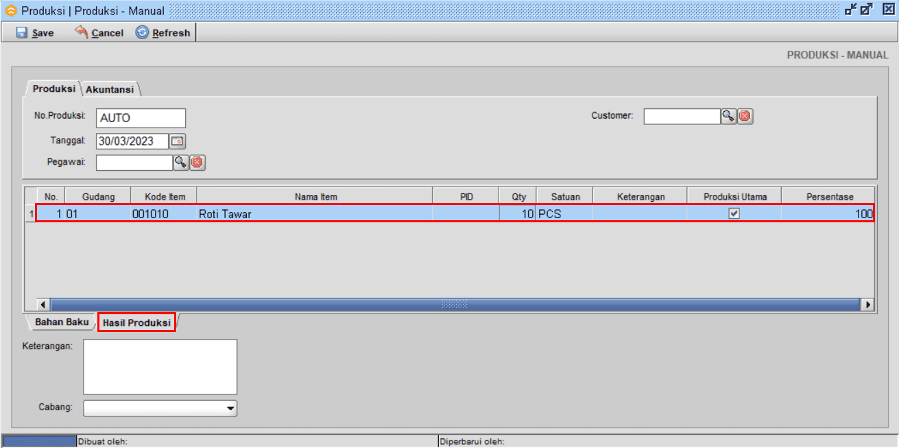 Input Barang Hasil Produksi