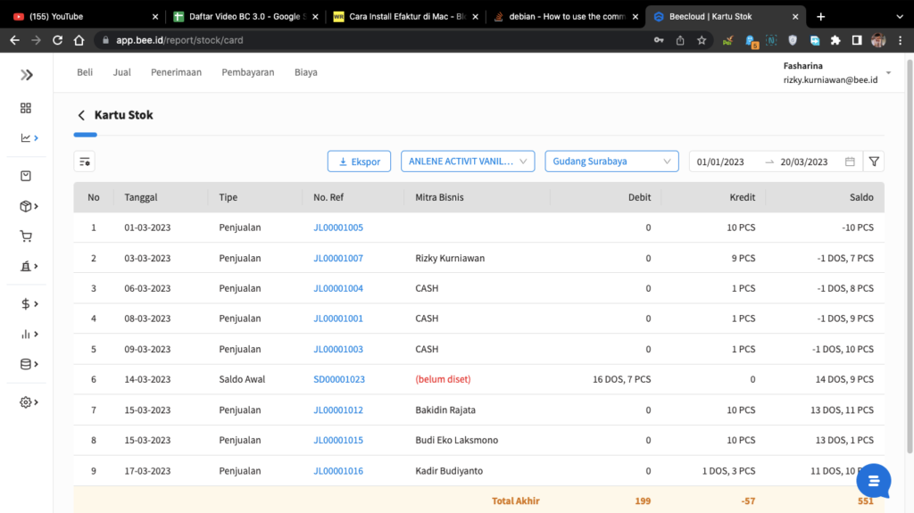 Contoh Kartu Stock Di Software Beecloud