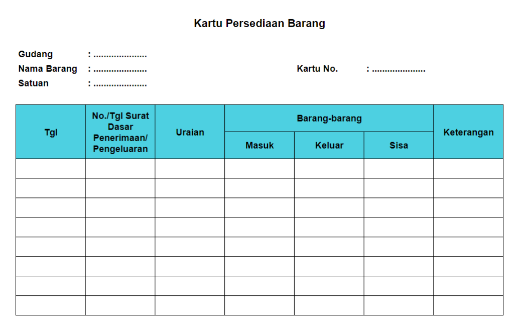 Contoh Kartu Stock Persediaan