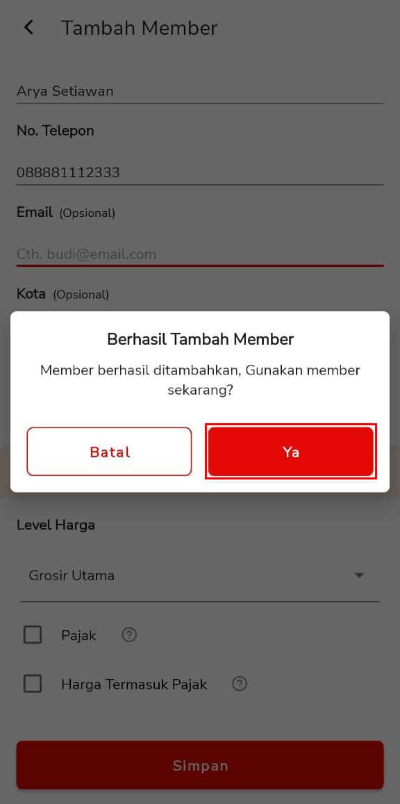 Tambah Member (Resto) Beepos Mobile 2.0