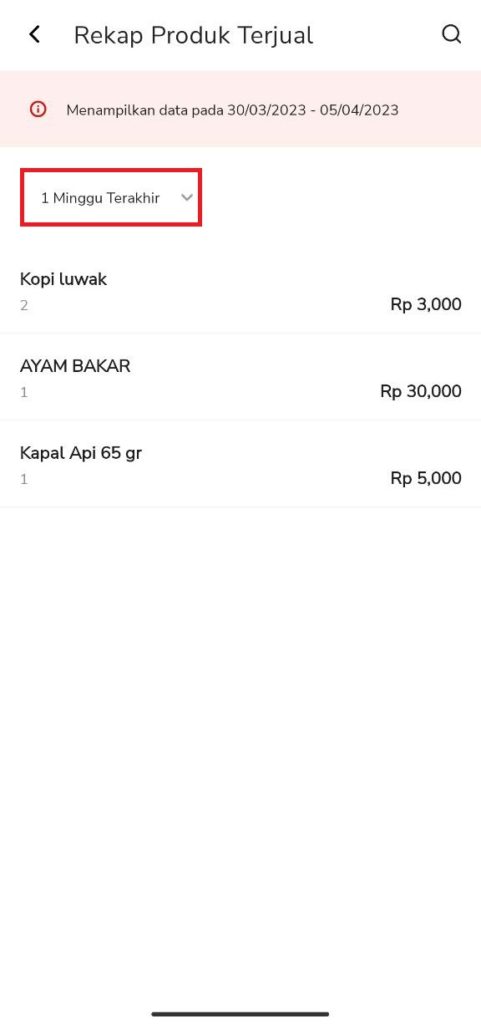 Melihat Rekap Produk Terjual Beepos Mobile v2.0