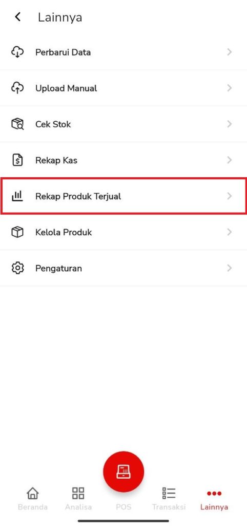 Melihat Rekap Produk Terjual Beepos Mobile v2.0