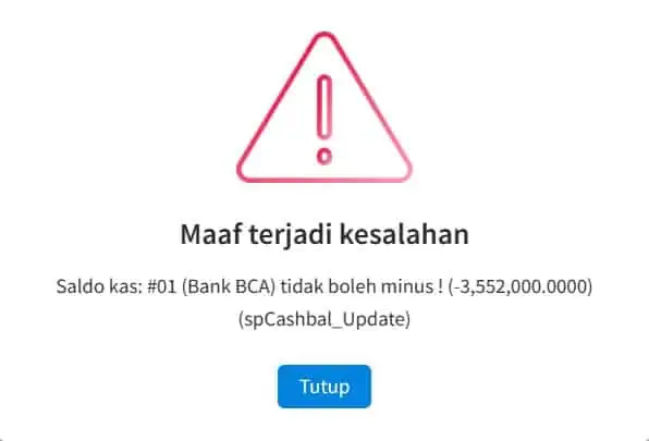 Error Kas Minus