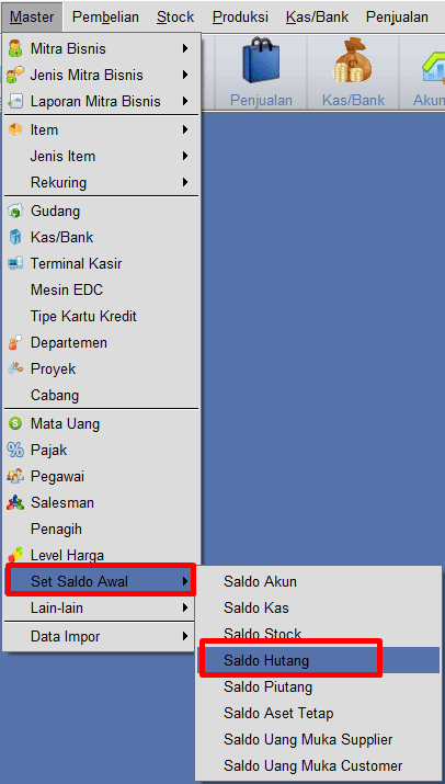 Master -> Saldo Awal -> Saldo Hutang
