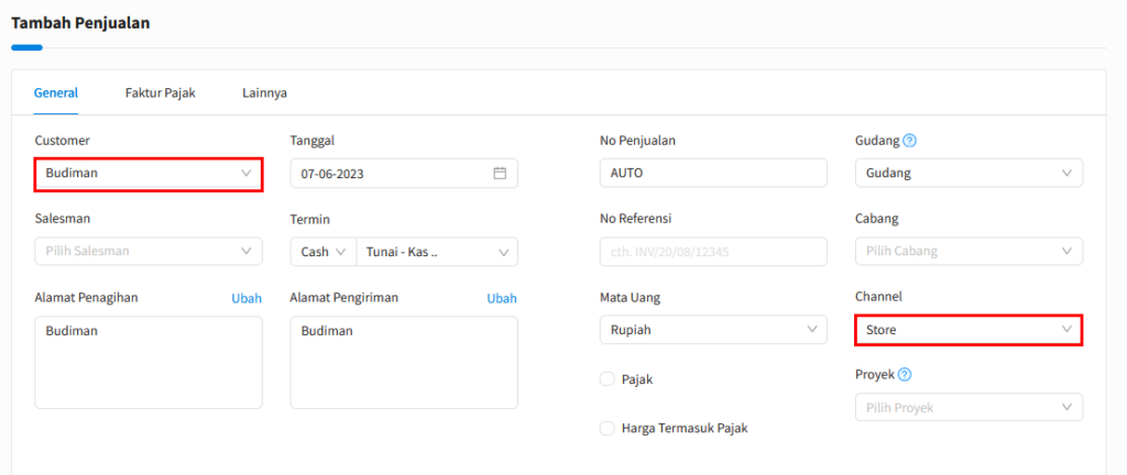 Input Penjualan Channel Pada Beecloud 3.0