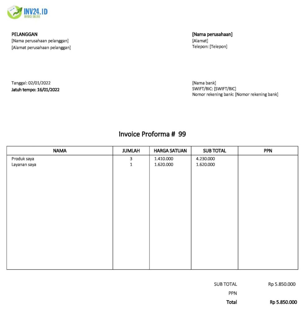 Proforma Invoice Perbedaan Kegunaan Dan Contohnya