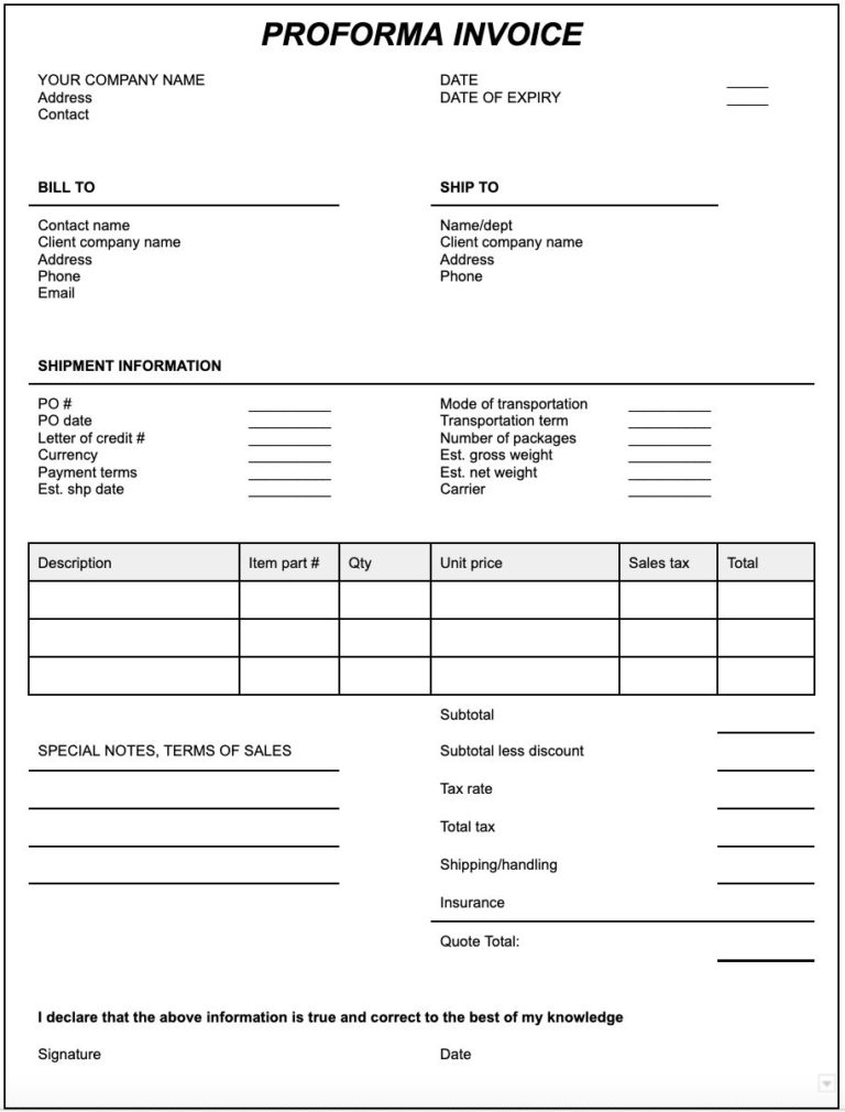 Contoh proforma invoice fungsi dan komponennya