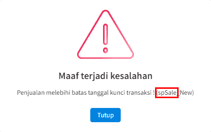 Gambar 1. Error Melebihi Batas Kunci Transaksi Kuncitrx1