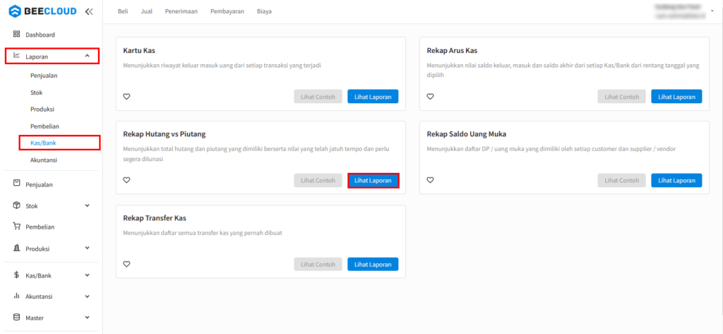 Cara Melihat Total Hutang vs Piutang Yang Dimiliki Pada Beecloud 3.0