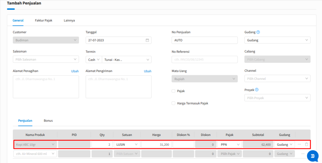 Membuat Invoice Penjualan Berdasarkan Order Penjualan Beecloud 3.0