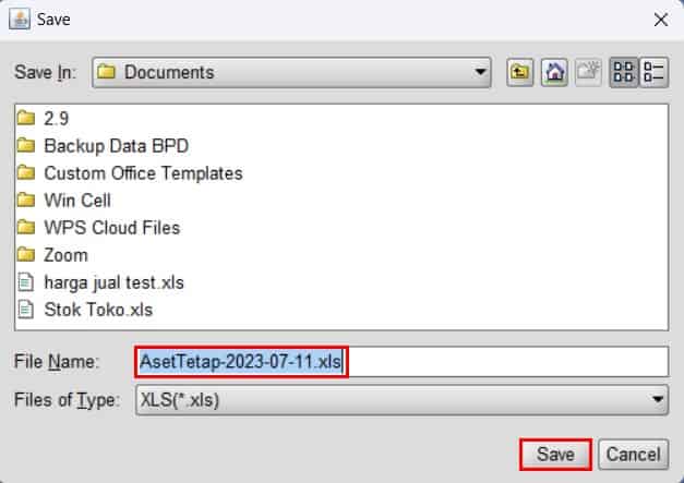Simpan File Excel Pada Folder Kebutuhan